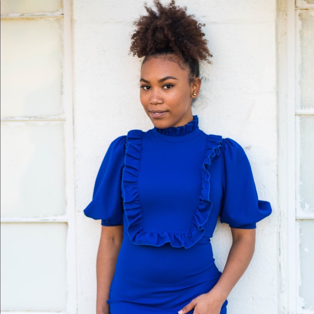 Puff Sleeve Ruffle Bodycon Dress